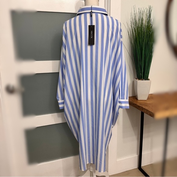Misook Midi Blue White Oversized Striped Shirtdress SZ S/M Quiet Luxury NWT - Picture 9 of 9